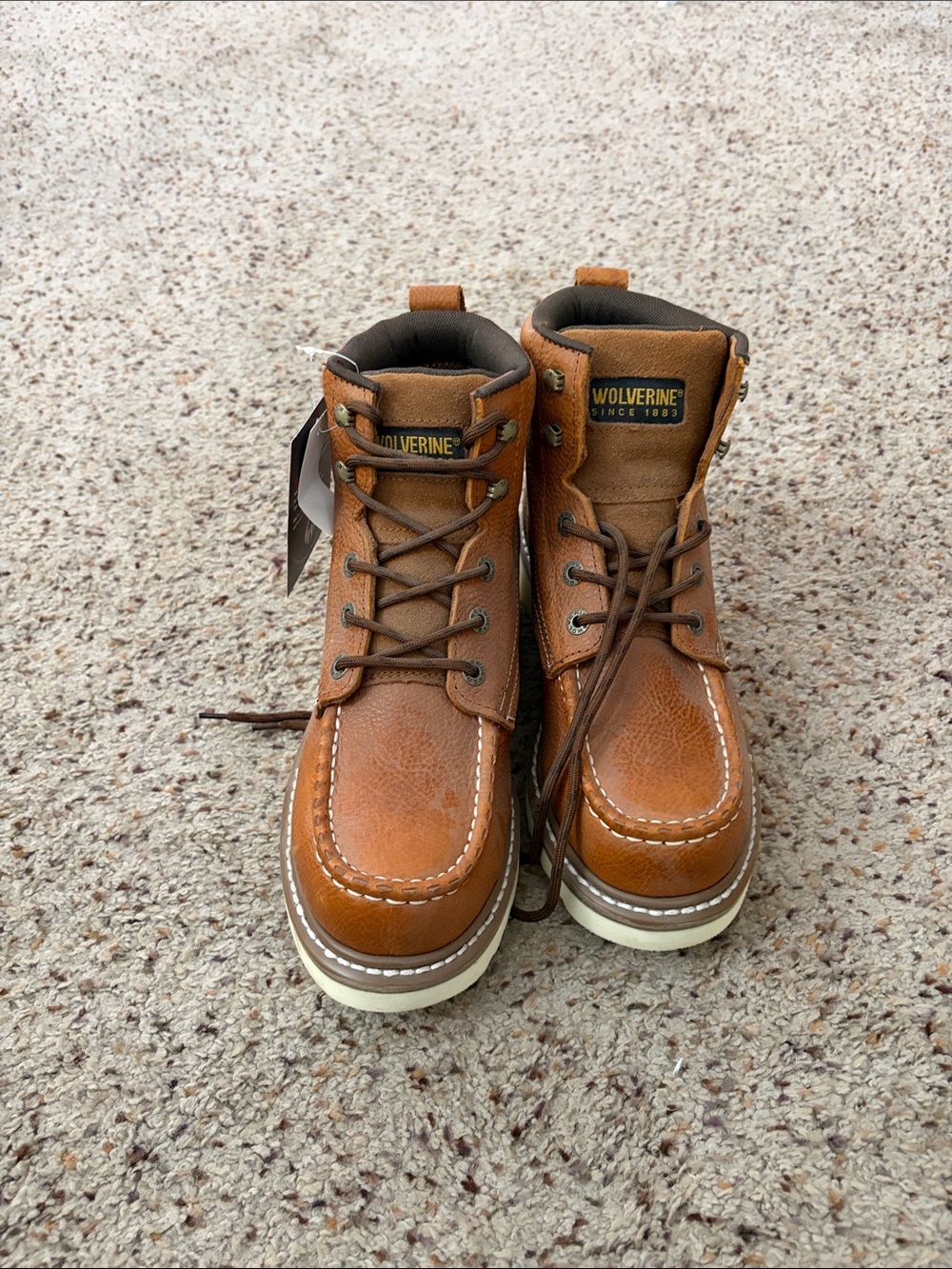 Wolverine Tan Leather Moc Toe Work Boots